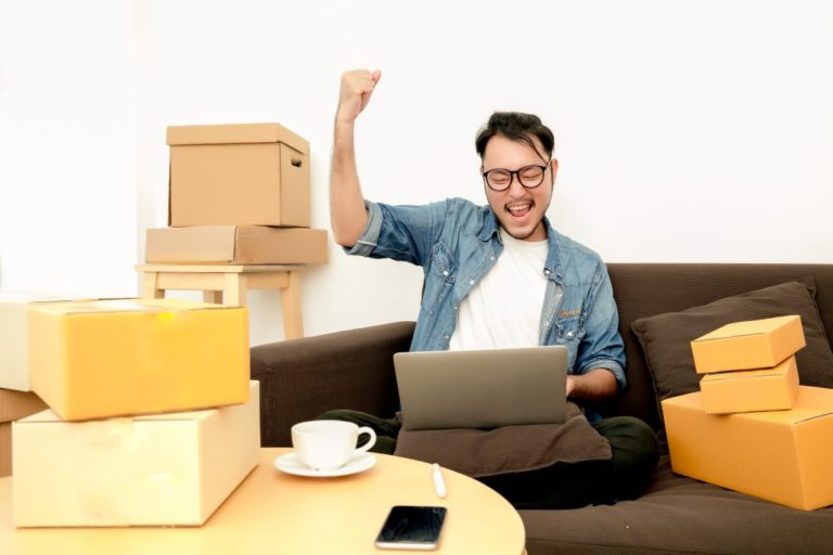 man enjoying online shopping