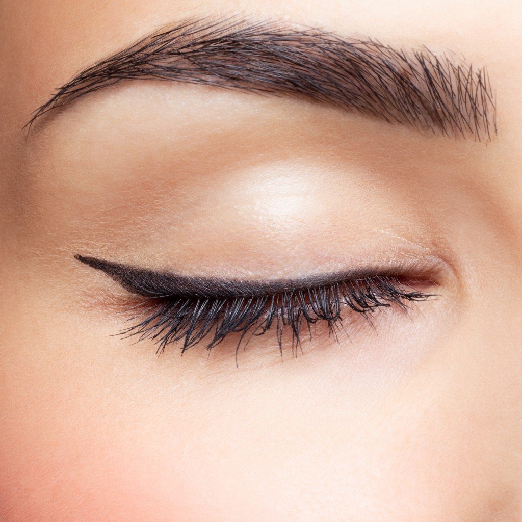 close up of woman's eye makeup