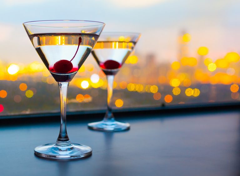 Cocktail glasses with cherries