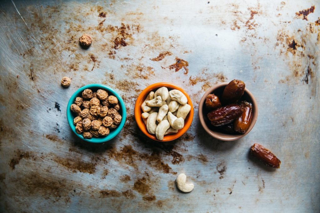 healthy nuts in containers