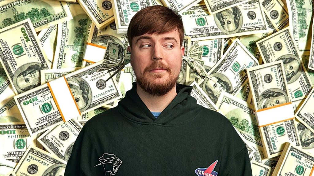 mr beast with money on his back